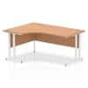 Corner Desks Left Hand Crescent Desk Oak MFC Cantilever Legs White Impulse 1600/1200 x 600 x 800 x 730mm