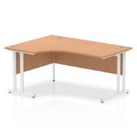 Corner Desks Left Hand Crescent Desk Oak MFC Cantilever Legs White Impulse 1600/1200 x 600 x 800 x 730mm
