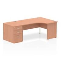 Dynamic Corner Right Hand Desk Beech MFC Panel End Leg Beech Frame Impulse 1600 x 1200 x 730 mm