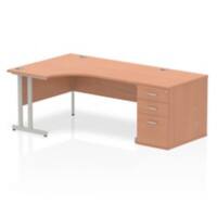 Dynamic Corner Left Hand Desk Beech MFC Cantilever Leg Grey Frame Impulse 2030/1200 x 800/600 x 730mm