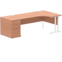dynamic Impulse Right Hand Desk Corner Beech Cantilever 3 Drawers 1 Pedestal 2,230 (W) x 1,200 (D) x 730 (H) mm MFC (Melamine Faced Chipboard)
