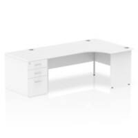 dynamic Impulse Right Hand Desk Corner White Base panel 3 Drawers 1 Pedestal 2,230 (W) x 1,200 (D) x 730 (H) mm MFC (Melamine Faced Chipboard)