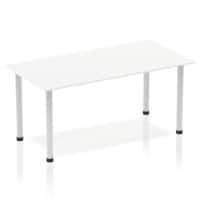 Dynamic Rectangular Straight Table White MFC Post Leg Silver Frame Impulse 1600 x 800 x 725mm