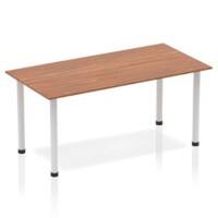 Dynamic Rectangular Straight Table Walnut MFC Post Leg Silver Frame Impulse 1600 x 800 x 725mm