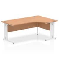 Dynamic Radial Right Hand Crescent Desk Oak MFC Cable Managed Cantilever Leg White Frame Impulse 1800/1200 x 600/800 x 730mm