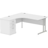 dynamic Impulse Left Hand Desk Corner White Cantilever 3 Drawers 1 Pedestal 1,600 (W) x 1,630 (D) x 730 (H) mm MFC (Melamine Faced Chipboard)