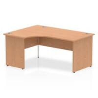 Dynamic Radial Left Hand Crescent Desk Oak MFC Panel End Leg Oak Colour Frame Impulse 1600 x 1000/800 x 730mm