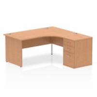 Dynamic Wave Right Hand Office Desk Oak MFC Panel End Leg Oak Colour Frame Impulse 1600 x 1200 x 730 mm