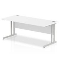 Dynamic Rectangular Straight Desk White MFC Cantilever Leg White Frame Impulse 1800 x 800 x 730mm