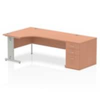 dynamic Impulse Left Hand Desk Rectangular Beech Cantilever 3 Drawers 1 Pedestal 2,230 (W) x 1,200 (D) x 730 (H) mm MFC (Melamine Faced Chipboard)