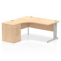 Dynamic Corner Left Hand Desk Maple MFC Cable Managed Cantilever Leg Grey Frame Impulse 1600/1630 x 800/600 x 730mm