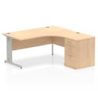 Dynamic Corner Right Hand Desk Maple MFC Cable Managed Cantilever Leg Grey Frame Impulse 1600/1630 x 800/600 x 730mm