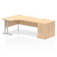 Dynamic Corner Left Hand Desk Maple MFC Cantilever Leg Grey Frame Impulse 2230/1200 x 800/600 x 730mm