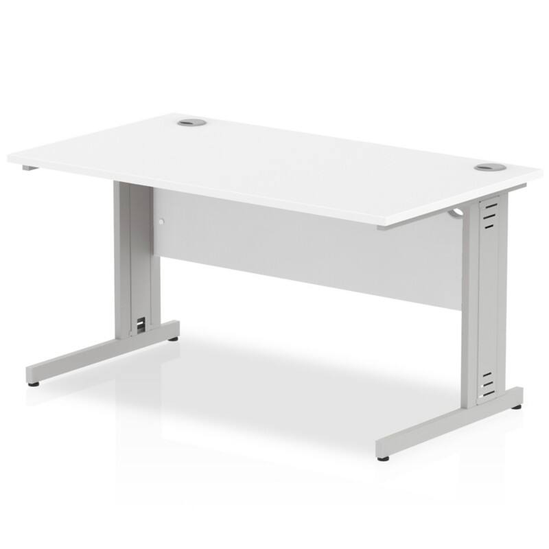 dynamic Impulse Office Desk Rectangular White Cantilever 1,400 (W) x 800 (D) x 730 (H) mm MFC (Melamine Faced Chipboard)