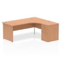 dynamic Impulse Right Hand Desk Freeform Oak Base panel 3 Drawers 1 Pedestal 1,800 (W) x 1,630 (D) x 730 (H) mm MFC (Melamine Faced Chipboard)