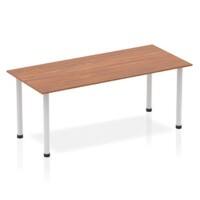 Dynamic Rectangular Straight Table Walnut MFC Post Leg Silver Frame Impulse 1800 x 800 x 725mm