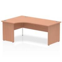 Dynamic Corner Left Hand Crescent Desk Beech MFC Panel End Leg Beech Frame Impulse 1400 x 1200 x 730mm