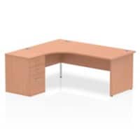 dynamic Impulse Left Hand Desk Rectangular Beech Base panel 3 Drawers 1 Pedestal 1,800 (W) x 1,630 (D) x 730 (H) mm MFC (Melamine Faced Chipboard)