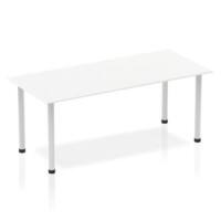 Dynamic Rectangular Straight Table White MFC Post Leg Silver Frame Impulse 1800 x 800 x 725mm