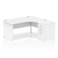 dynamic Impulse Right Hand Desk Corner White Base panel 3 Drawers 1 Pedestal 1,600 (W) x 1,630 (D) x 730 (H) mm MFC (Melamine Faced Chipboard)