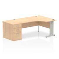 Dynamic Wave Right Hand Office Desk Maple MFC Cable Managed Cantilever Leg Grey Frame Impulse 2030/1200 x 800/600 x 730mm