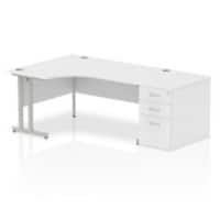 dynamic Impulse Left Hand Desk Corner White Cantilever 3 Drawers 1 Pedestal 2,030 (W) x 1,200 (D) x 730 (H) mm MFC (Melamine Faced Chipboard)