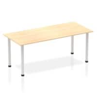 Dynamic Rectangular Straight Table Maple MFC Post Leg Silver Frame Impulse 1800 x 800 x 725mm