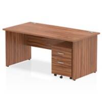 dynamic Impulse Straight Desk Rectangular Walnut Base panel 2 Drawers 1 Pedestal 1,600 (W) x 800 (D) x 730 (H) mm MFC (Melamine Faced Chipboard)