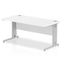 Dynamic Rectangular Office Desk White MFC Cable Managed Cantilever Leg Grey Frame Impulse 1600 x 800 x 730mm