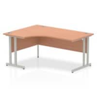 Corner Desks Left Hand Crescent Desk Beech MFC Cantilever Legs Silver Impulse 1600/1200 x 600/800 x 730mm