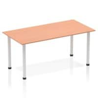 Dynamic Rectangular Straight Table Beech MFC Post Leg Silver Frame Impulse 1600 x 800 x 725mm