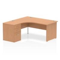 dynamic Impulse Left Hand Desk Freeform Oak Base panel 3 Drawers 1 Pedestal 1,600 (W) x 1,630 (D) x 730 (H) mm MFC (Melamine Faced Chipboard)