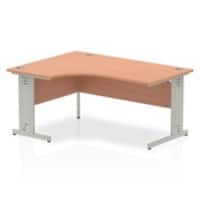 Dynamic Corner Left Hand Crescent Desk Beech MFC Cable Managed Cantilever Leg Grey Frame Impulse 1600/1200 x 600/800 x 730mm