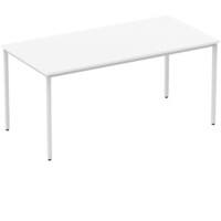 Dynamic Rectangular Straight Table White MFC Box Frame Leg Silver Frame Impulse 1600 x 800 x 725mm