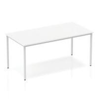 Dynamic Rectangular Straight Table White MFC Box Frame Leg Silver Frame Impulse 1600 x 800 x 725mm
