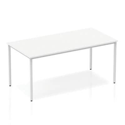 Dynamic Rectangular Straight Table White MFC Box Frame Leg Silver Frame Impulse 1600 x 800 x 725mm