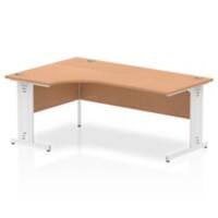 Dynamic Radial Left Hand Crescent Desk Oak MFC Cable Managed Cantilever Leg White Frame Impulse 1800/1200 x 600/800 x 730mm