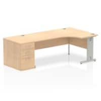 Dynamic Wave Right Hand Office Desk Maple MFC Cable Managed Cantilever Leg Grey Frame Impulse 2230/1200 x 800/600 x 730mm