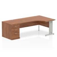Dynamic Wave Right Hand Office Desk Walnut MFC Cable Managed Cantilever Leg Grey Frame Impulse 2230/1200 x 800/600 x 730mm