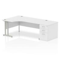 dynamic Impulse Left Hand Desk Corner White Cantilever 3 Drawers 1 Pedestal 2,230 (W) x 1,200 (D) x 730 (H) mm MFC (Melamine Faced Chipboard)