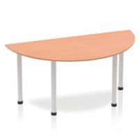 Dynamic Semicircular Table Beech MFC Post Leg Silver Frame Impulse 1600 x 800 x 725mm