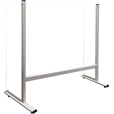 Franken Freestanding Counter & Desk Protective Screen with Side Panels Aluminium Column 1000 x 650mm Tempered Glass Silver Anodised