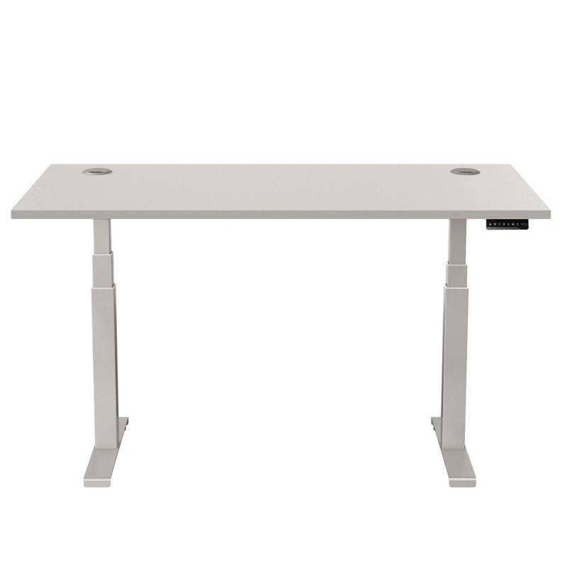 Fellowes Cambio Electronically Height Adjustable Sit Stand Desk Rectangular Grey T-Foot 1,699 (W) x 649 (D) x 1,305 (H) mm MDF (Medium-Density Fibreboard), PVC (Polyvinyl Chloride), Steel