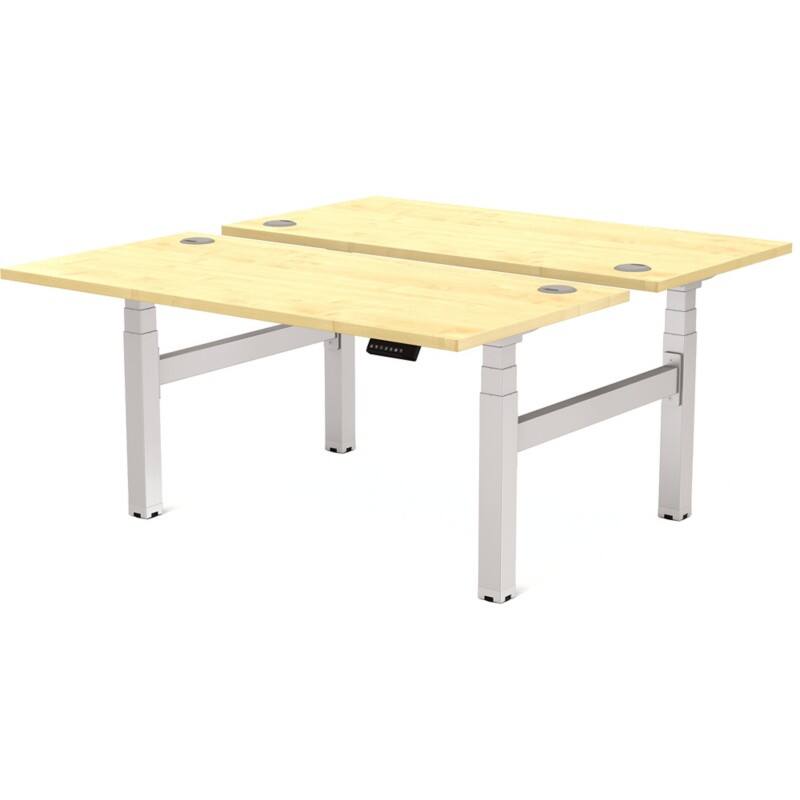 Fellowes Cambio Electronically Height Adjustable Sit Stand Desk Rectangular Maple T-Foot 1,699 (W) x 1,470 (D) x 1,305 (H) mm MDF (Medium-Density Fibreboard), PVC (Polyvinyl Chloride), Steel