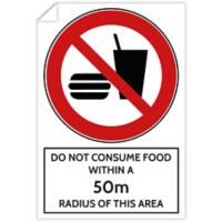 Trodat Health and Safety Sticker Do not consume food within a 50 m radius of this area PVC 20 x 30 cm Pack of 3