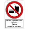 Trodat Health and Safety Sticker Do not consume food within a 50 m radius of this area PVC 20 x 30 cm Pack of 3