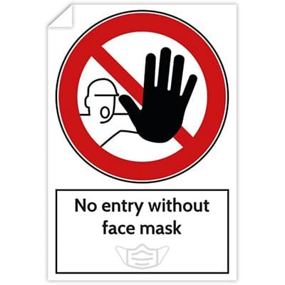 Trodat Health and Safety Sticker No entry without face mask PVC 20 x 30 cm Pack of 3