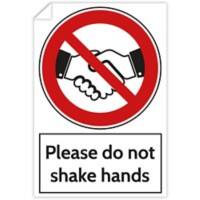 Trodat Health and Safety Sticker Please do not shake hands PVC 20 x 30 cm Pack of 3