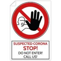 Trodat Health and Safety Sticker Suspected Corona, stop! Do not enter! PVC 20 x 30 cm Pack of 3