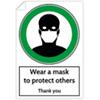 Trodat Health and Safety Sticker Wear a mask to protect others PVC 20 x 30 cm Pack of 3
